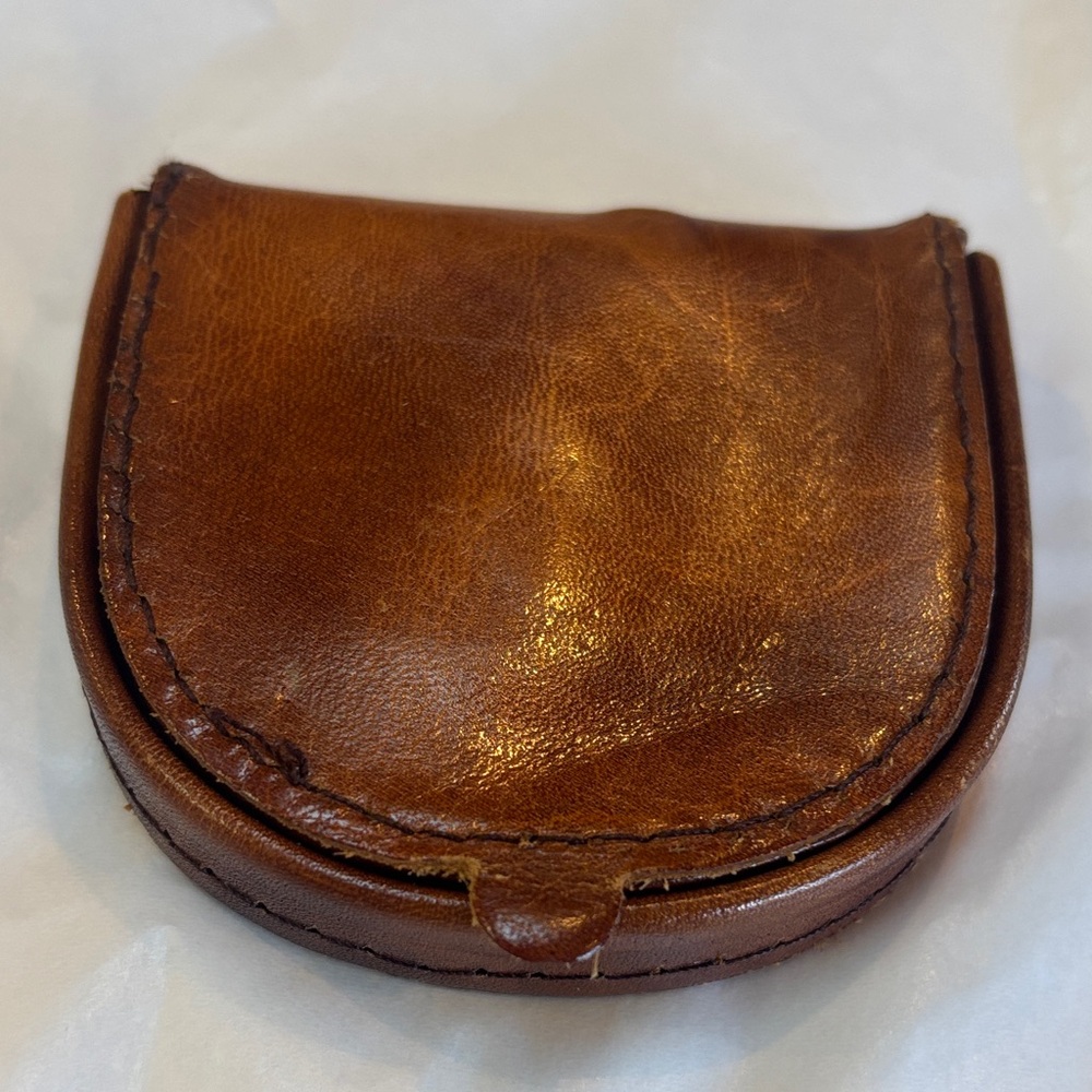 Vintage Brown Leather Coin Pouch- made in England
